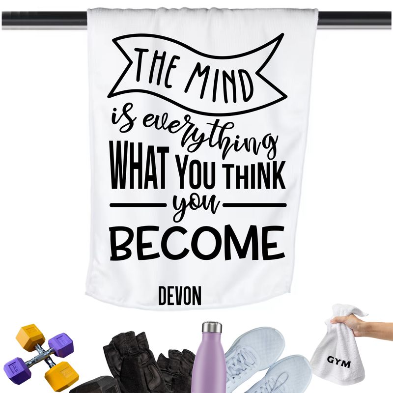 Gym Towels with Inspirational Quotes & Your Name | Custom Fitness Towels Add a personal touch to your workout gear-a motivational quote to keep the energy high during every session.