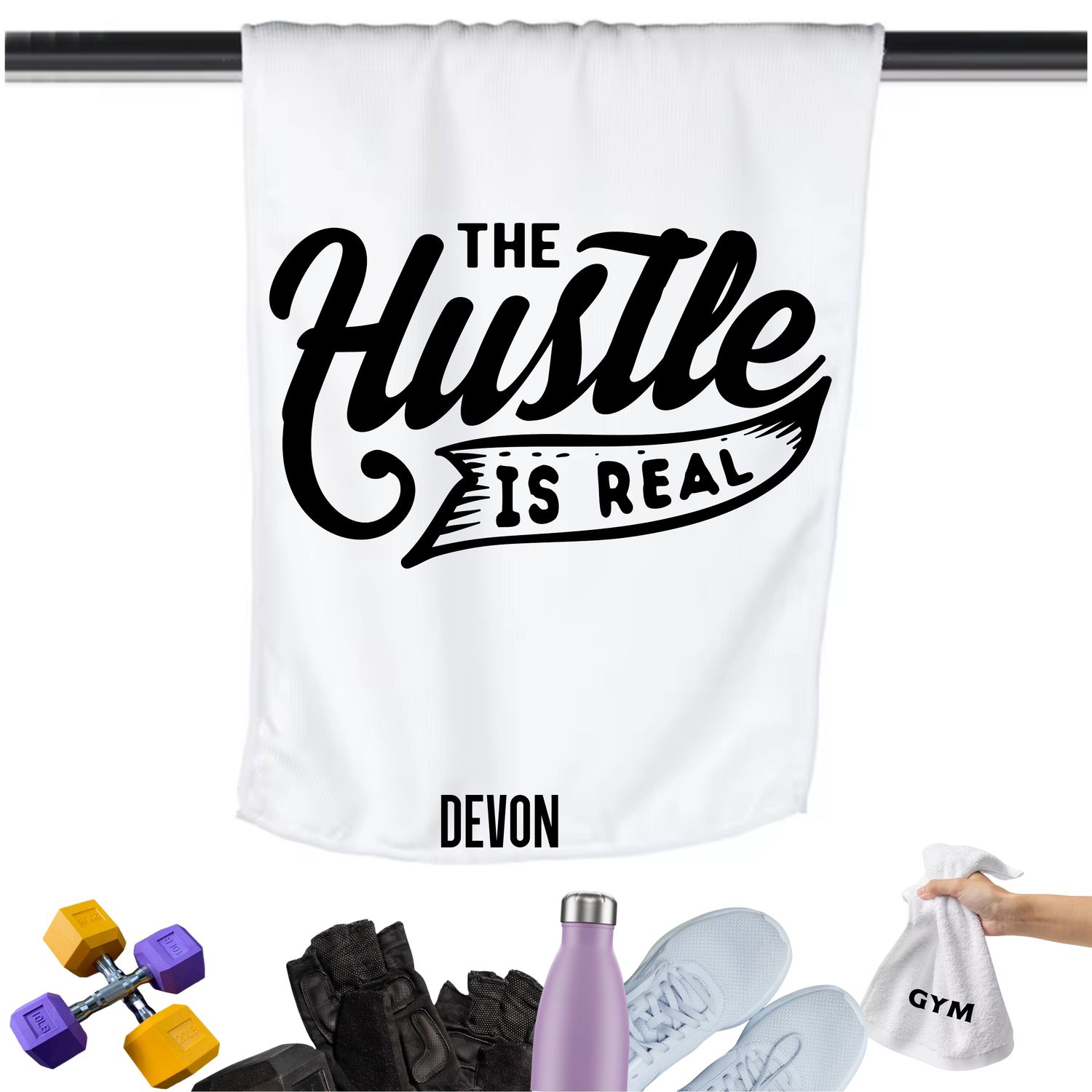 Add a personal touch to your workout gear-a motivational quote to keep the energy high during every session.