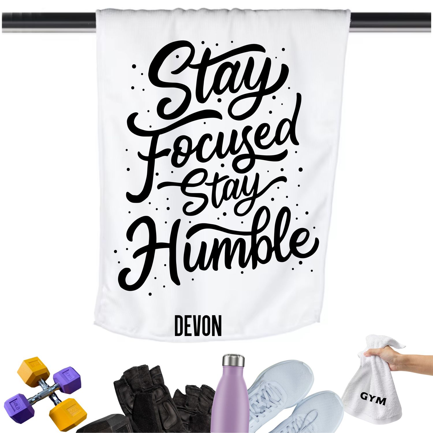 Add a personal touch to your workout gear-a motivational quote to keep the energy high during every session.