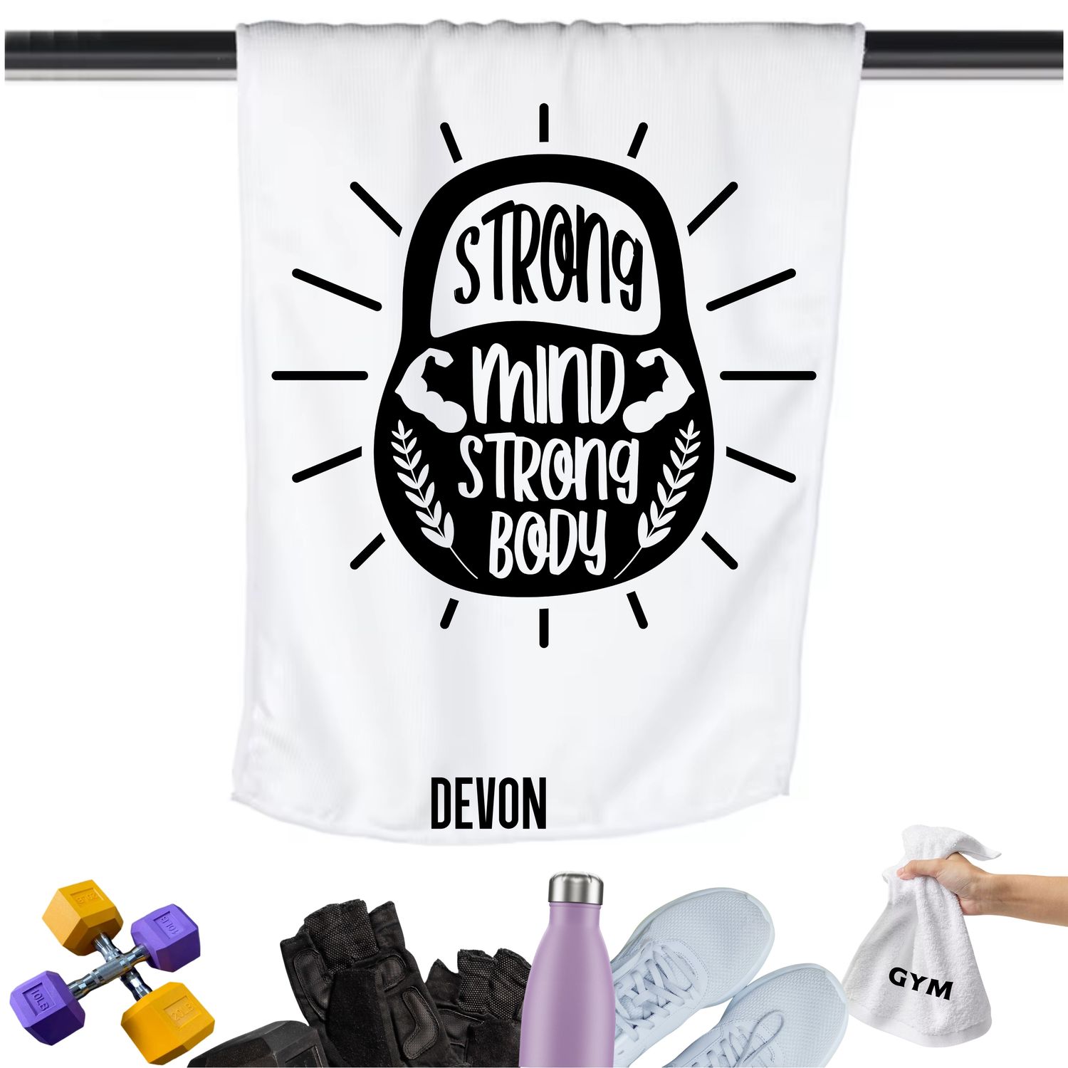 Add a personal touch to your workout gear-a motivational quote to keep the energy high during every session.