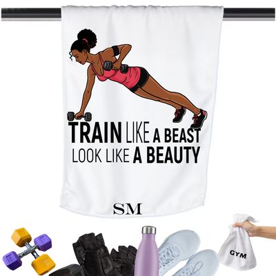 Gym Towels with Inspirational Quotes & Your Name | Custom Fitness Towels Add a personal touch to your workout gear-a motivational quote to keep the energy high during every session.