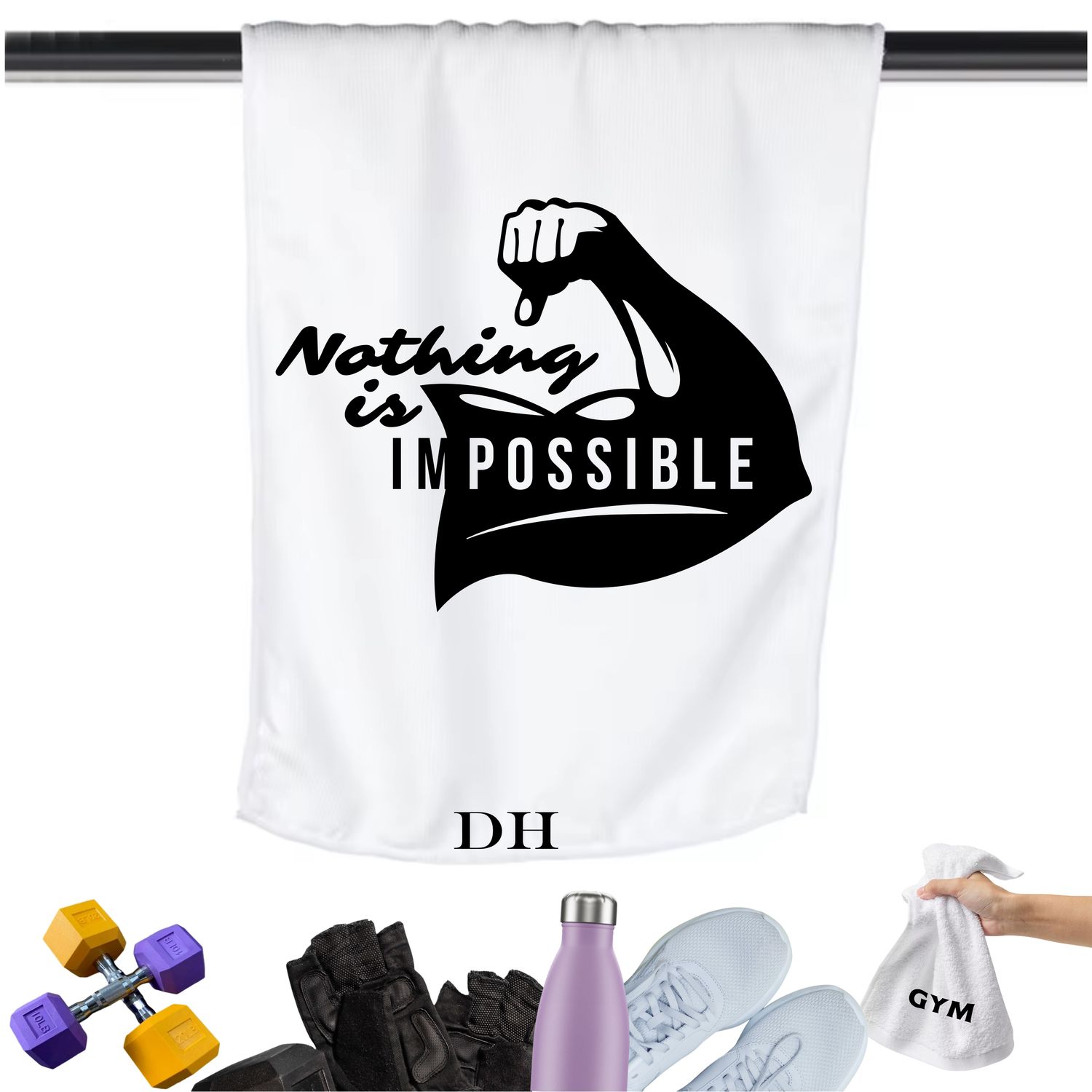 Add a personal touch to your workout gear-a motivational quote to keep the energy high during every session.
