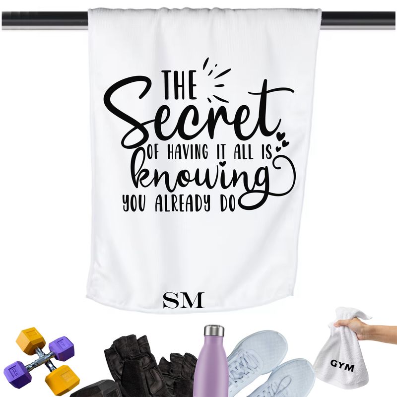 Gym Towels with Inspirational Quotes & Your Name | Custom Fitness Towels Add a personal touch to your workout gear-a motivational quote to keep the energy high during every session.