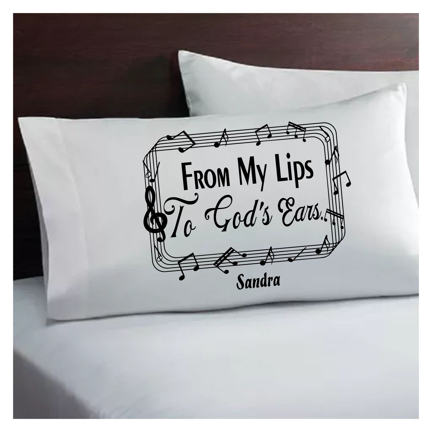 Faith-based pillowcase gift with name and scripture for restful sleep