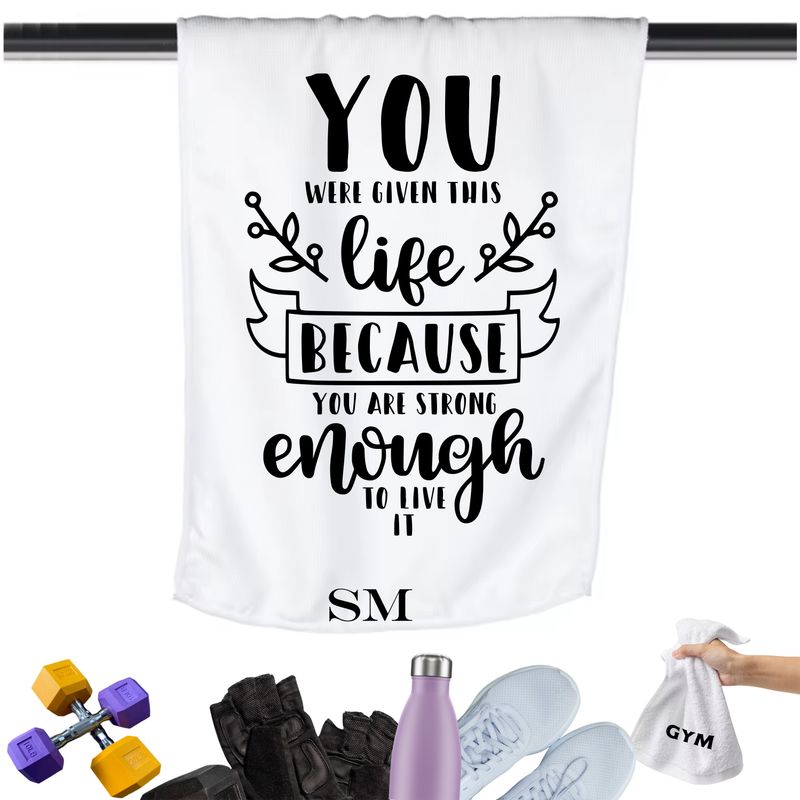 Gym Towels with Inspirational Quotes & Your Name | Custom Fitness Towels Add a personal touch to your workout gear-a motivational quote to keep the energy high during every session.