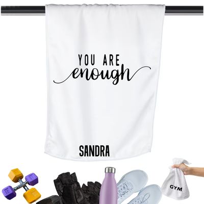 Add a personal touch to your workout gear-a motivational quote to keep the energy high during every session.