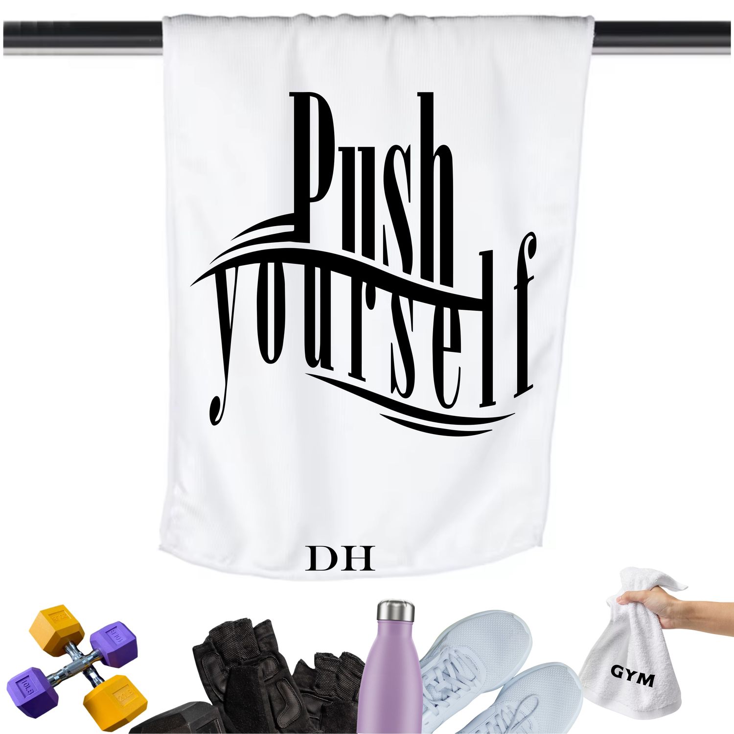 Add a personal touch to your workout gear-a motivational quote to keep the energy high during every session.