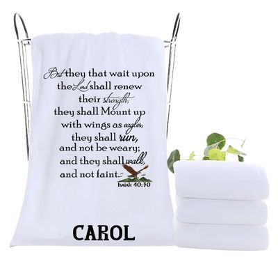 Personalized luxury towels with custom name and faith-filled scripture verse