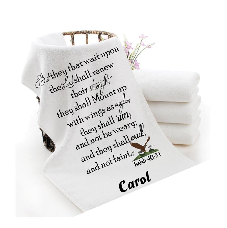 Personalized luxury towels with custom name and faith-filled scripture verse