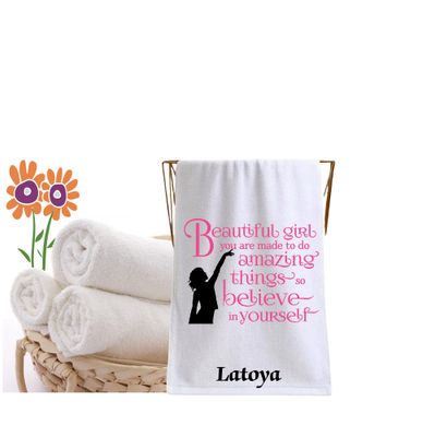 Personalized Bath Towels for Kids with Uplifting Words | Kids Towels with Custom Name Gentle on sensitive skin, providing a cozy and comforting experience.