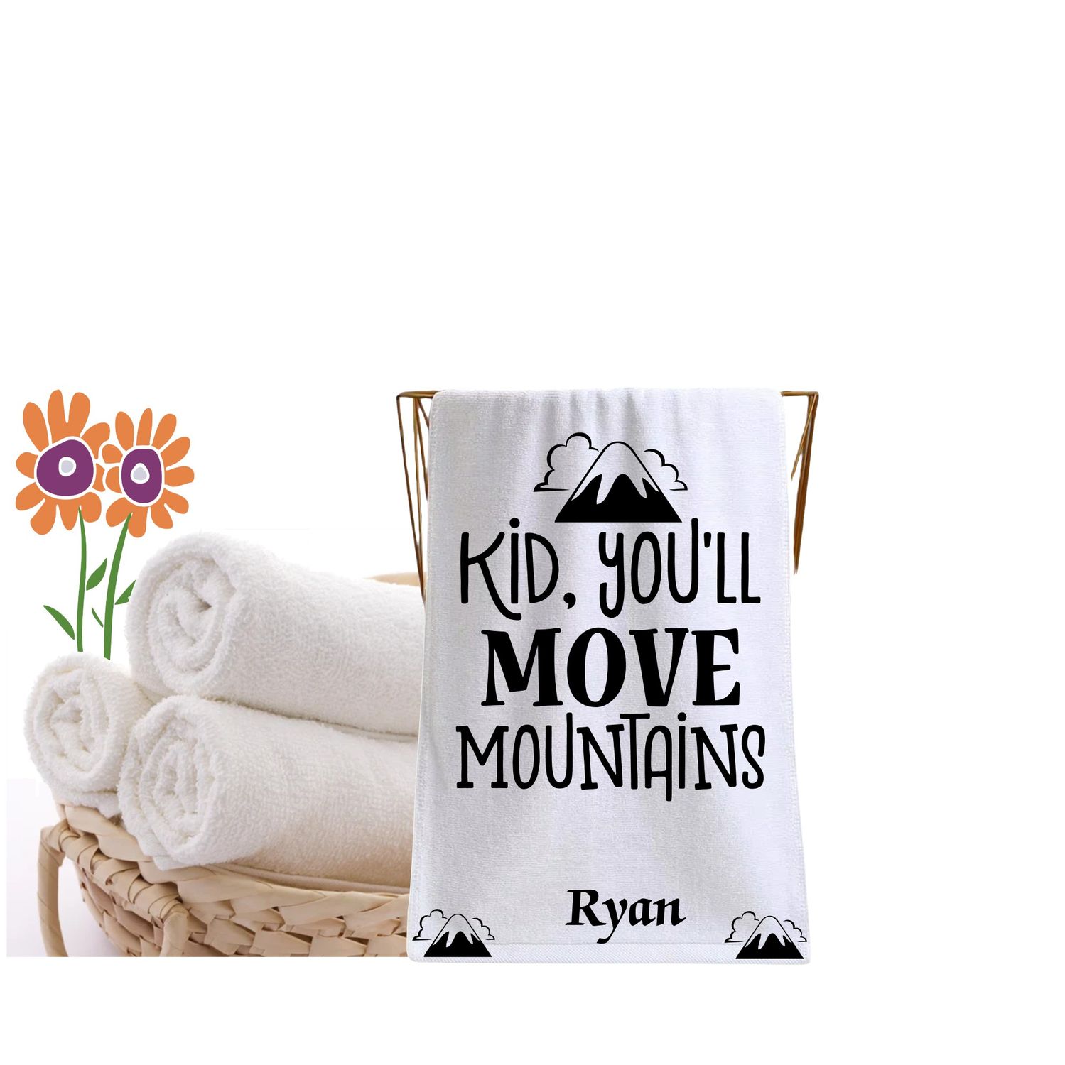 Personalized Bath Towels for Kids with Uplifting Words | Kids Towels with Custom Name