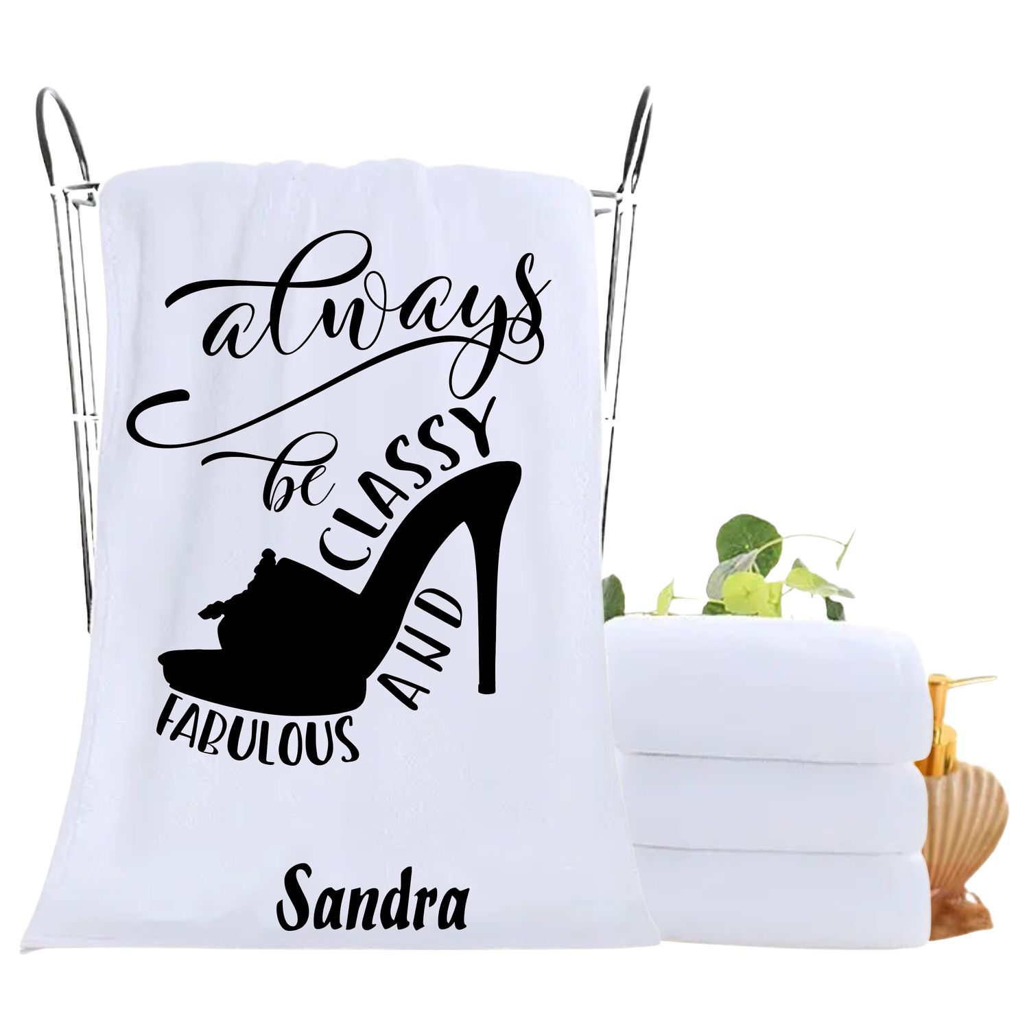 Personalized luxury towels with custom name and uplifting quotes