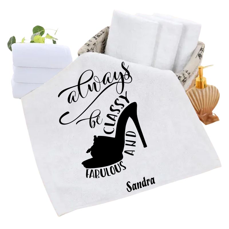 Personalized luxury towels with custom name and uplifting quotes