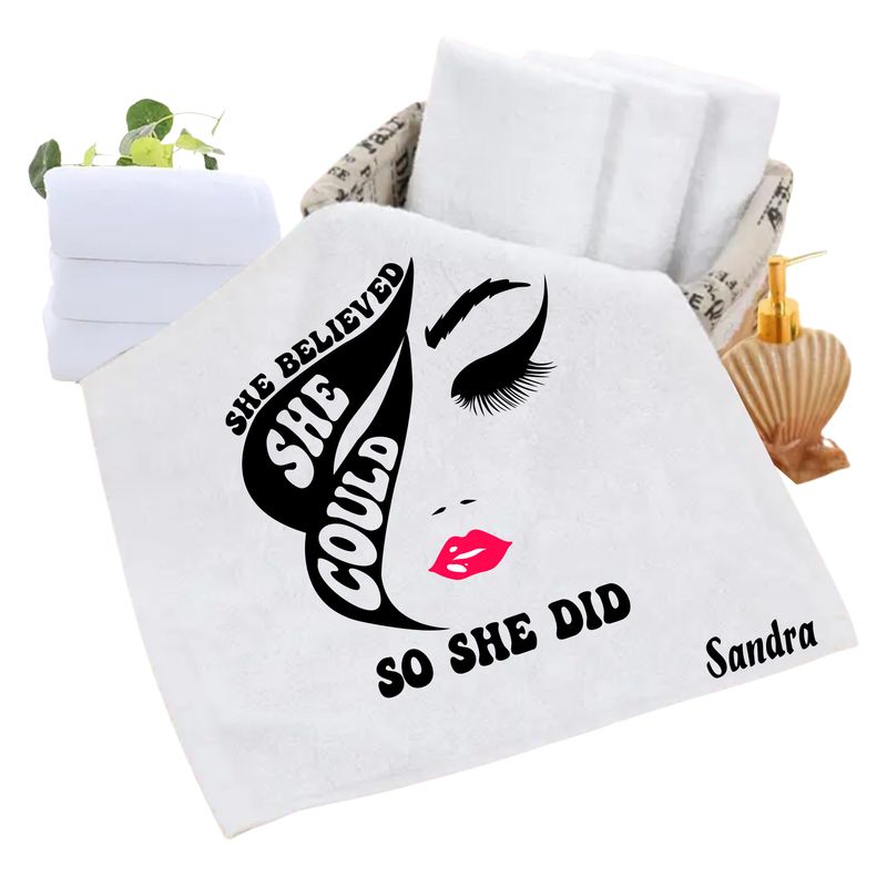 Personalized luxury towels with custom name and uplifting quotes