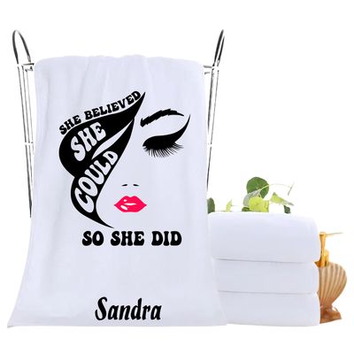 Personalized luxury towels with custom name and uplifting quotes