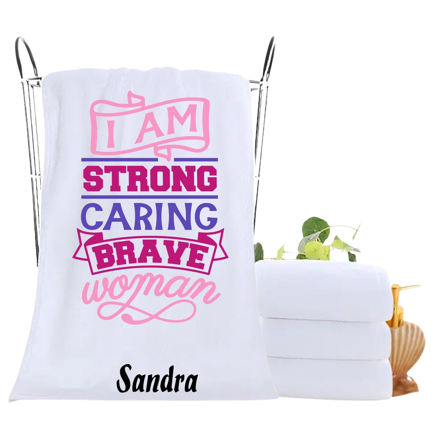 Personalized luxury towels with custom name and uplifting quotes