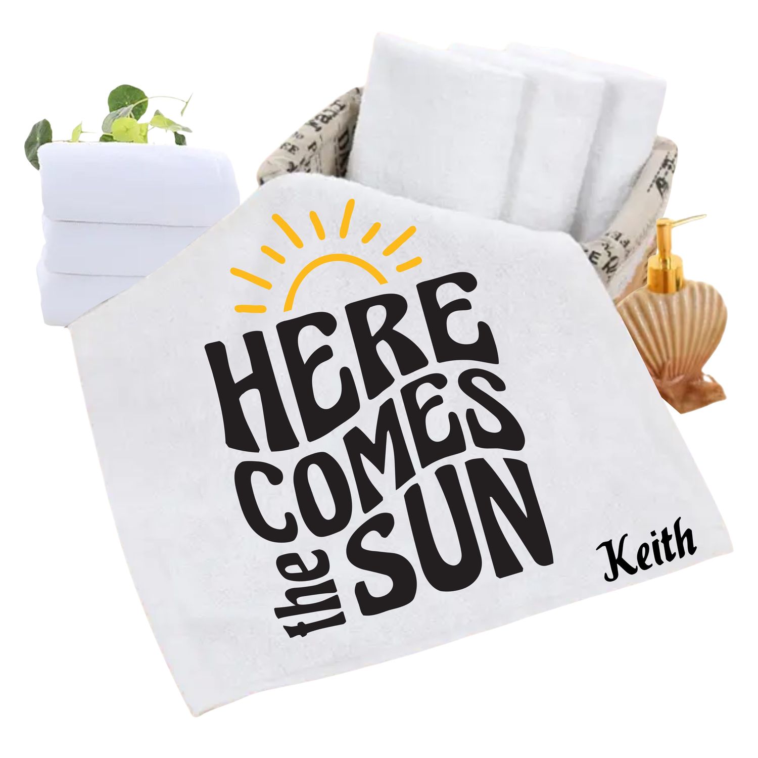 Personalized luxury towels with custom name and uplifting quotes