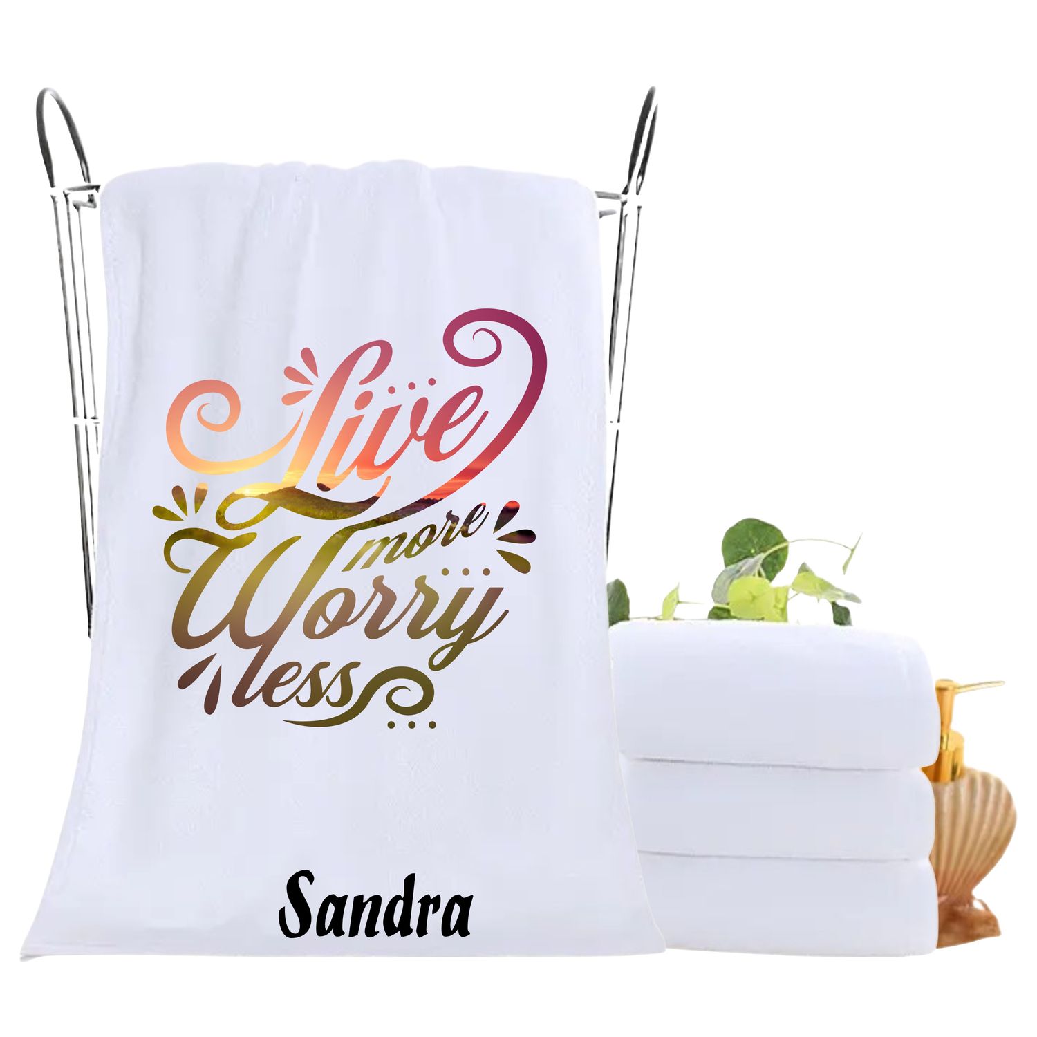 Personalized luxury towels with custom name and uplifting quotes