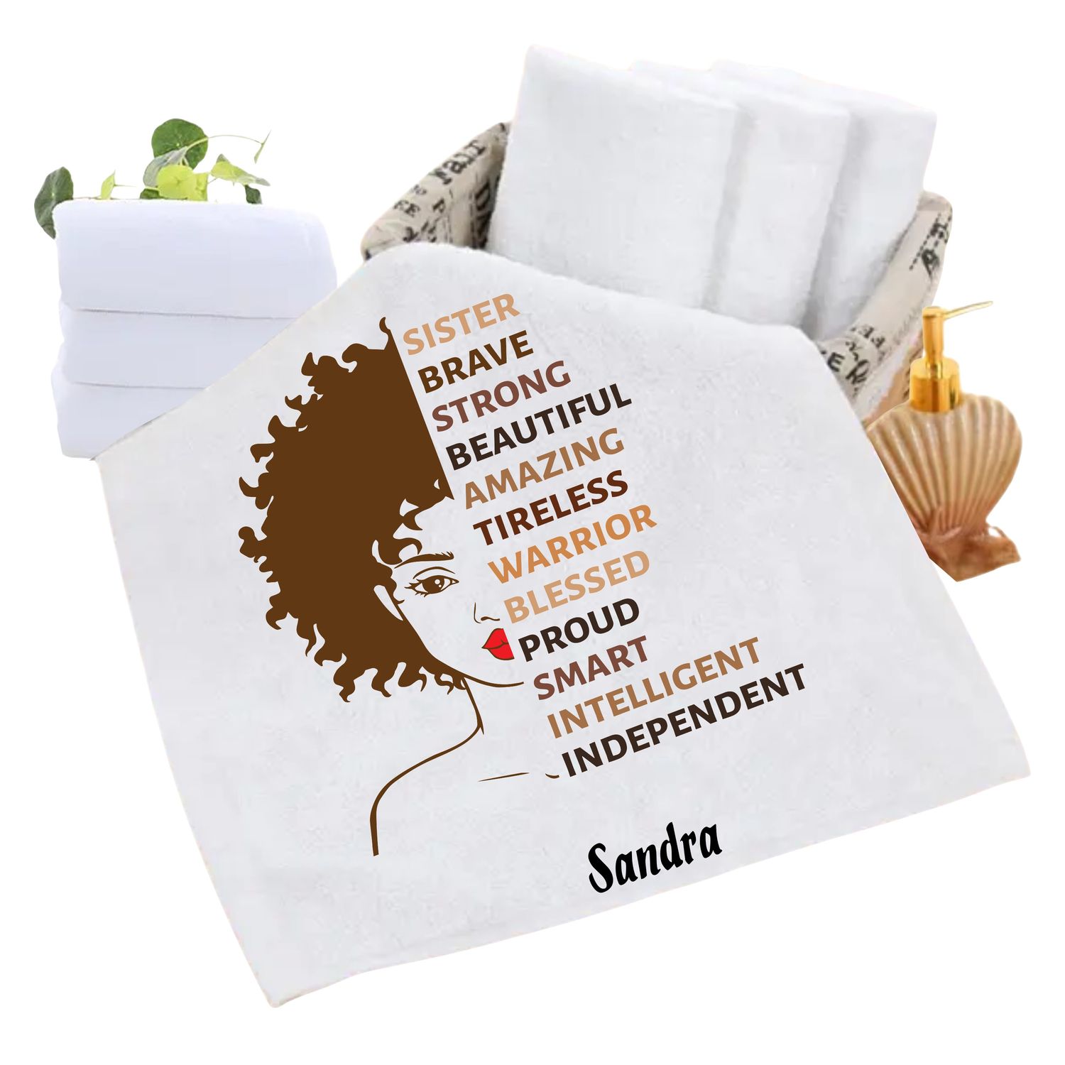 Personalized luxury towels with custom name and uplifting quotes