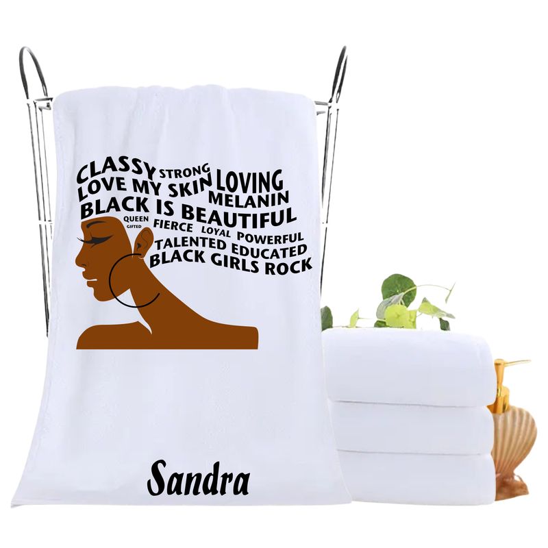 Personalized luxury towels with custom name and uplifting quotes