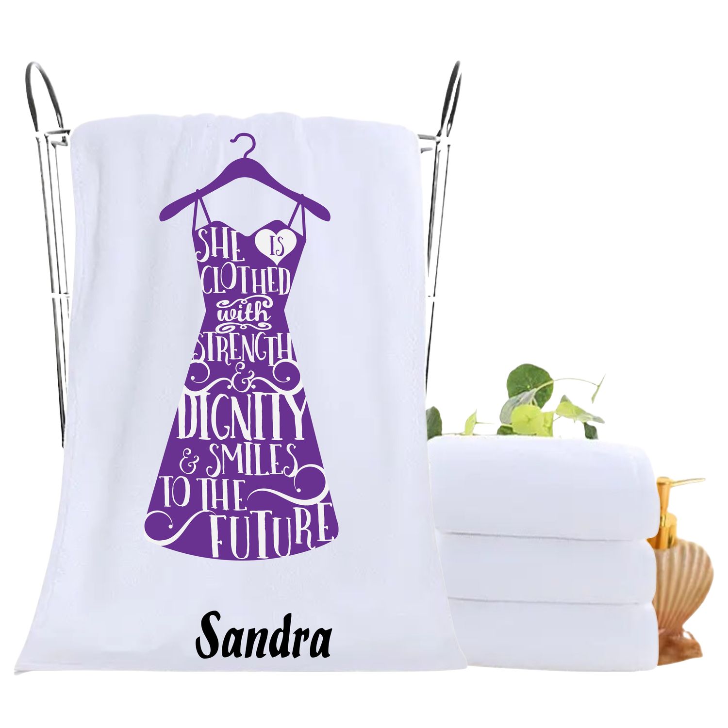 Personalized luxury towels with custom name and uplifting quotes