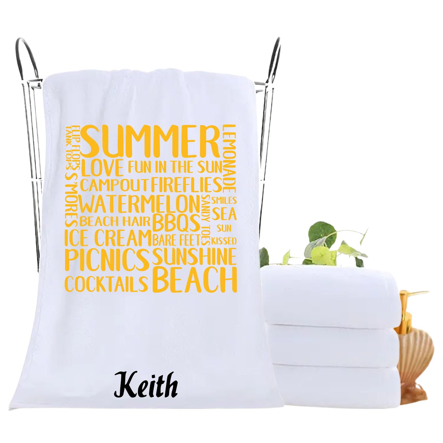 Personalized luxury towels with custom name and uplifting quotes