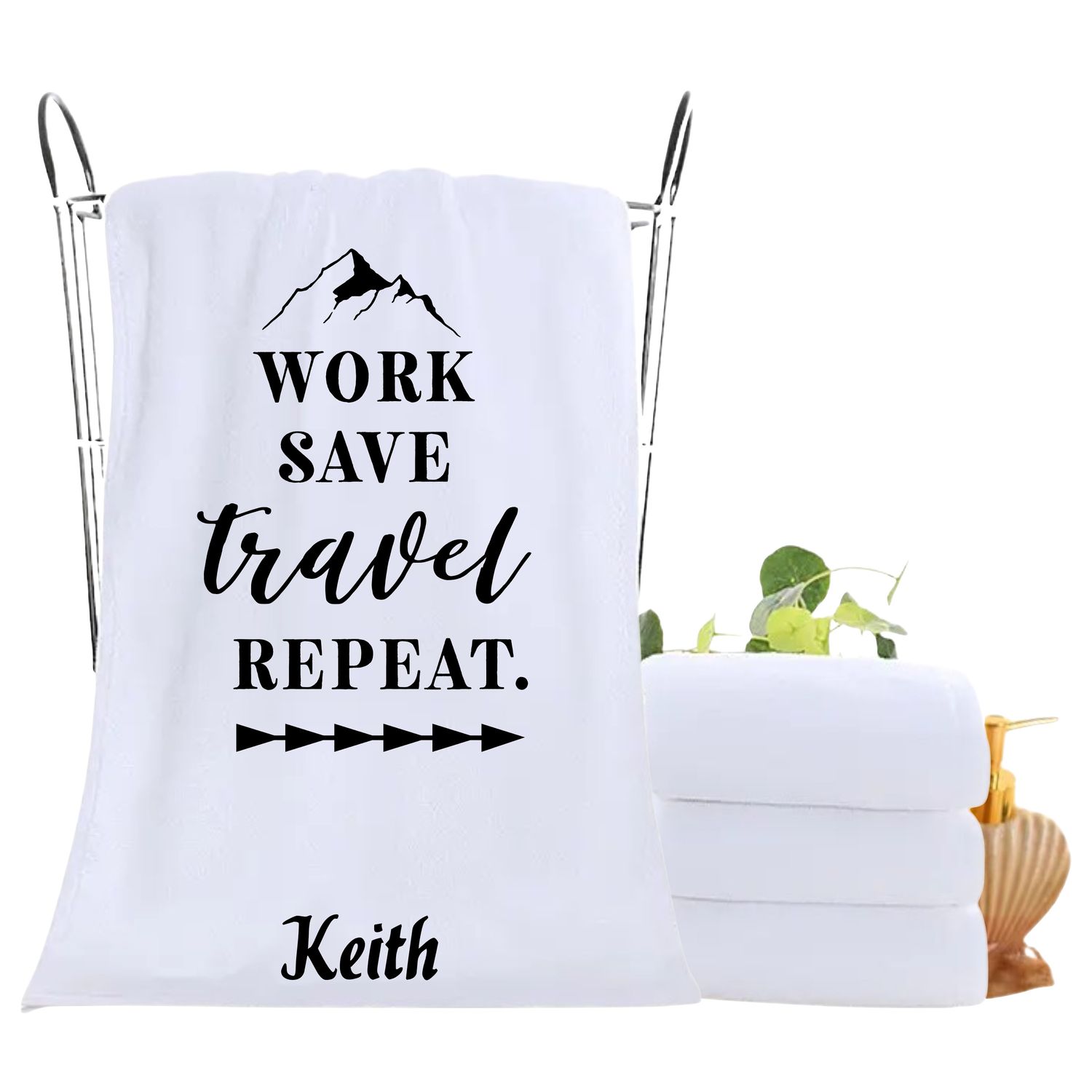 Personalized luxury towels with custom name and uplifting quotes