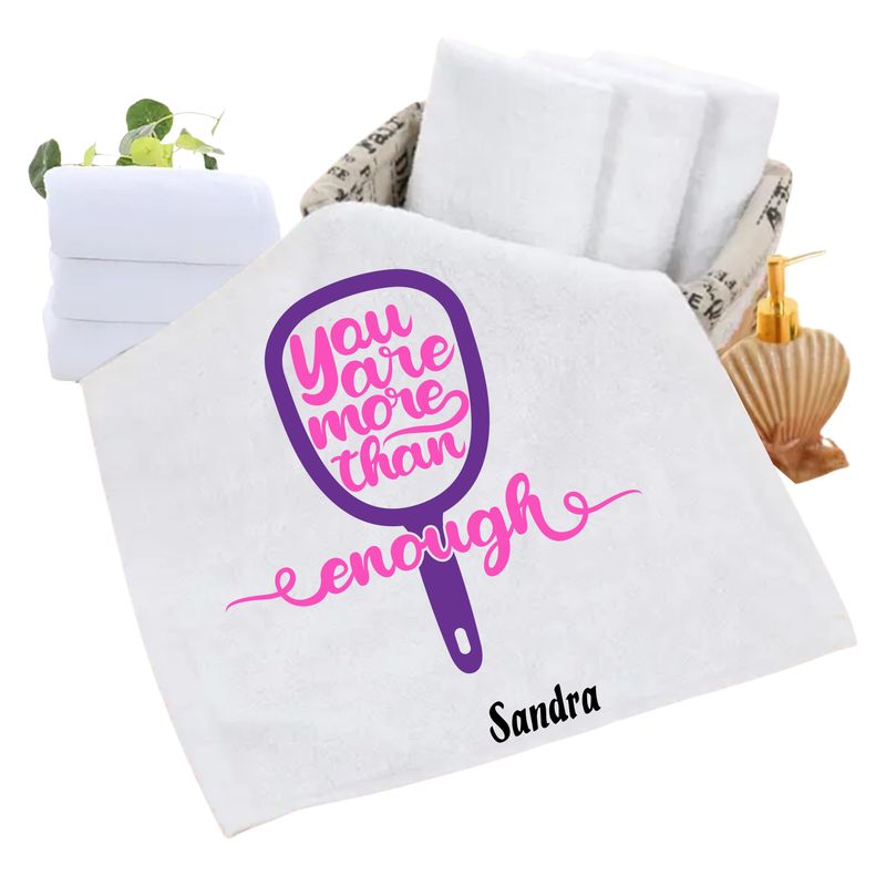 Personalized luxury towels with custom name and uplifting quotes