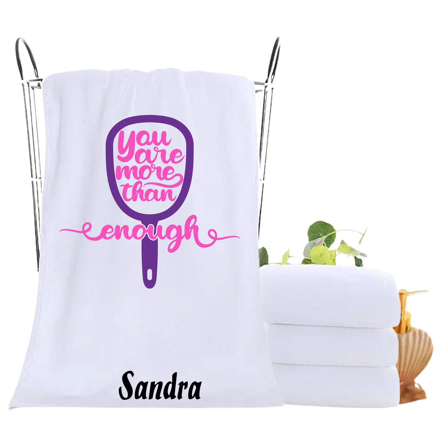 Personalized luxury towels with custom name and uplifting quotes