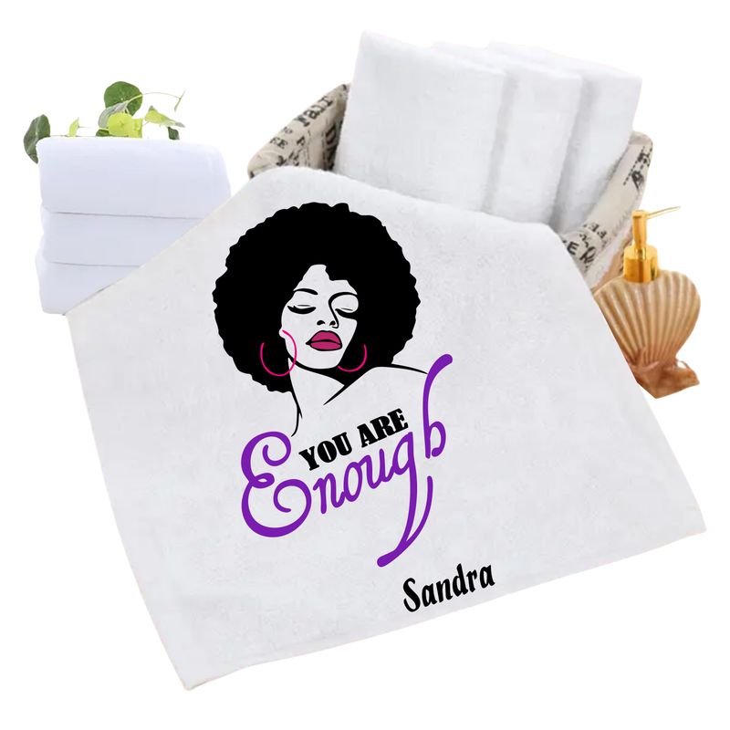Personalized luxury towels with custom name and uplifting quotes