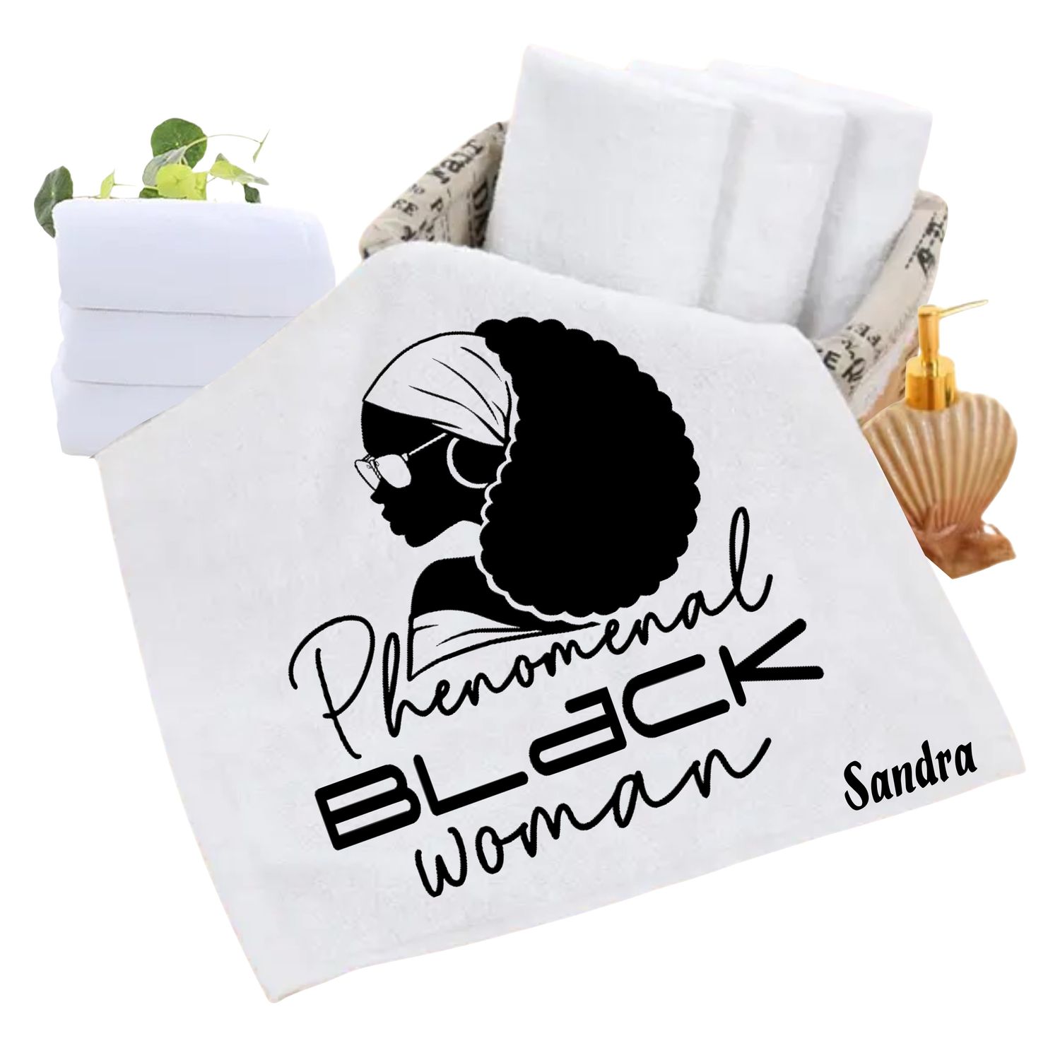 Personalized luxury towels with custom name and uplifting quotes