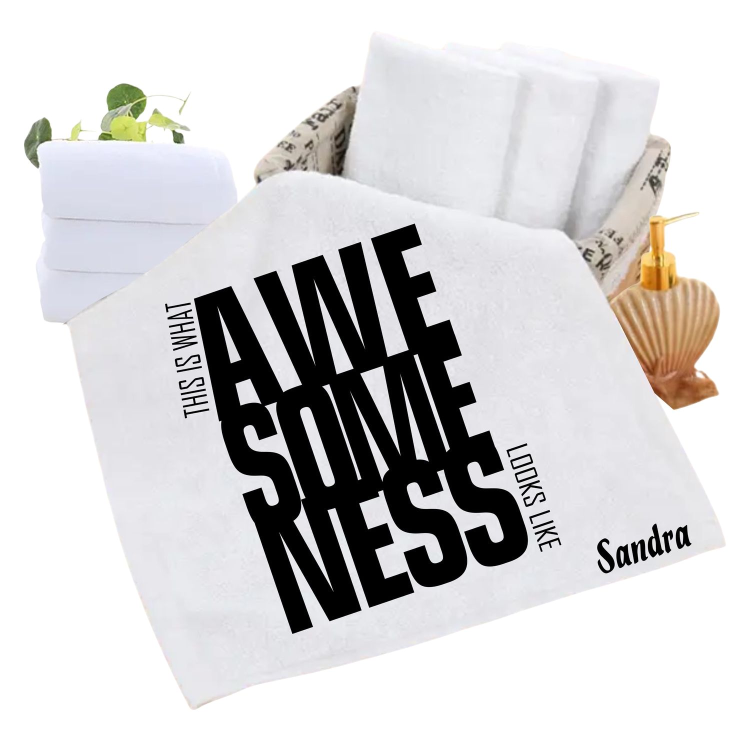 Personalized luxury towels with custom name and uplifting quotes