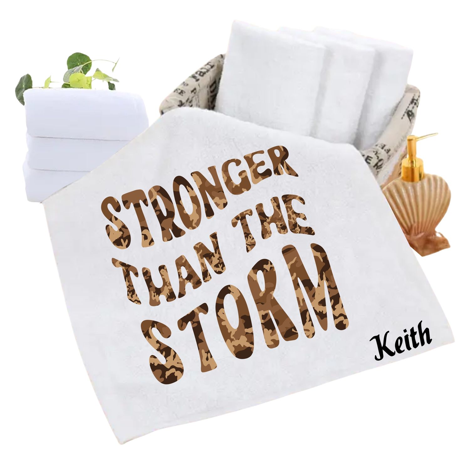 Personalized luxury towels with custom name and uplifting quotes