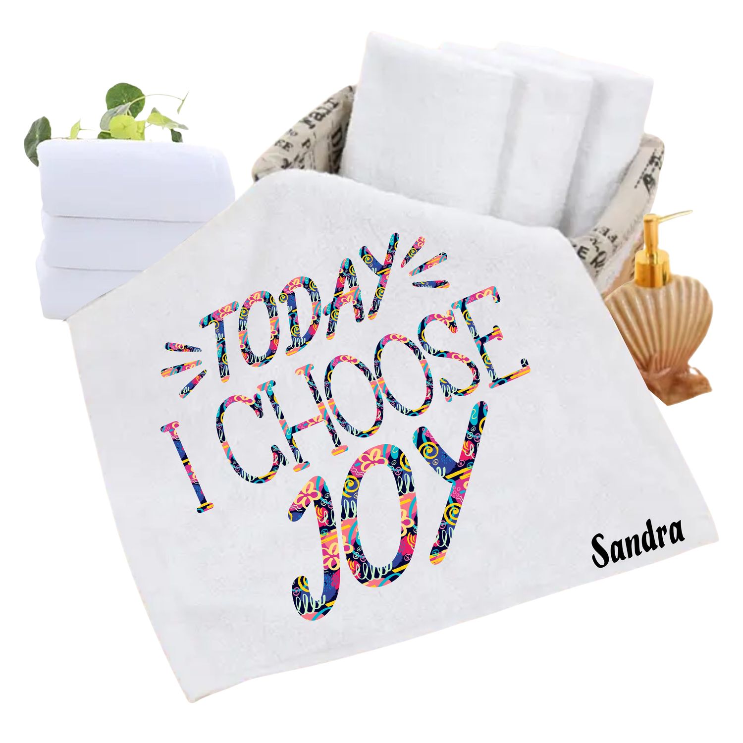 Personalized luxury towels with custom name and uplifting quotes