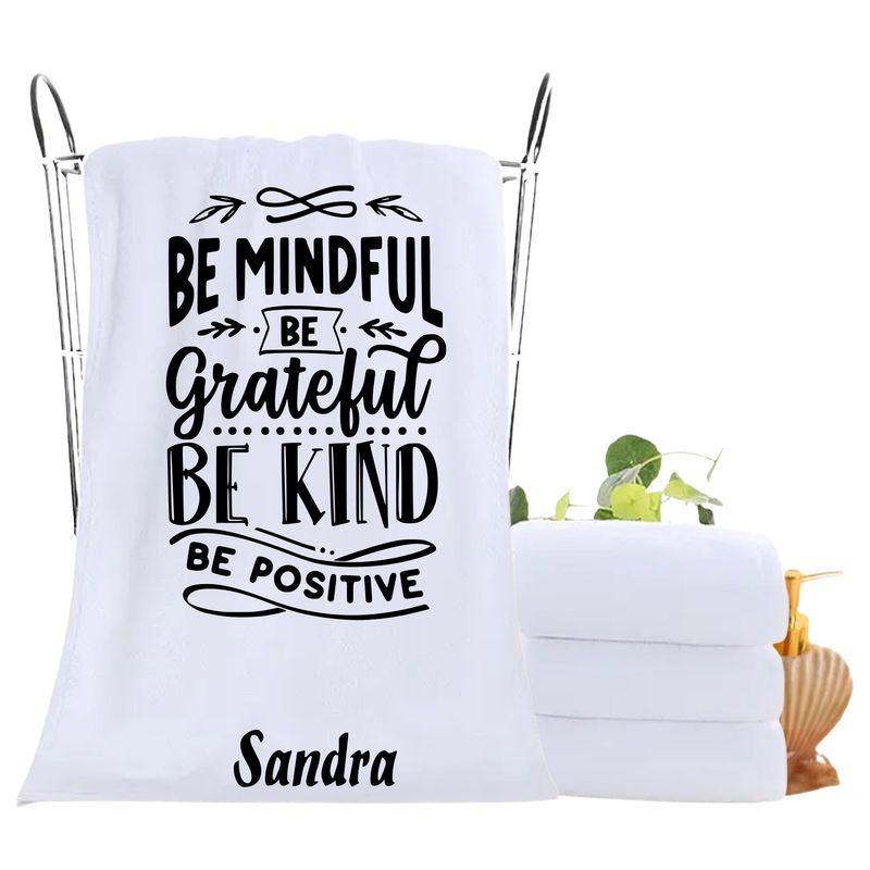 Personalized luxury towels with custom name and uplifting quotes