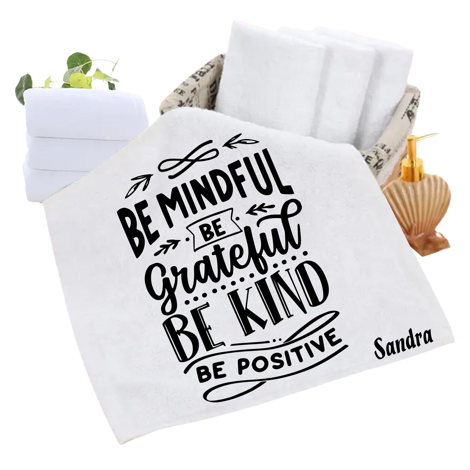 Personalized luxury towels with custom name and uplifting quotes