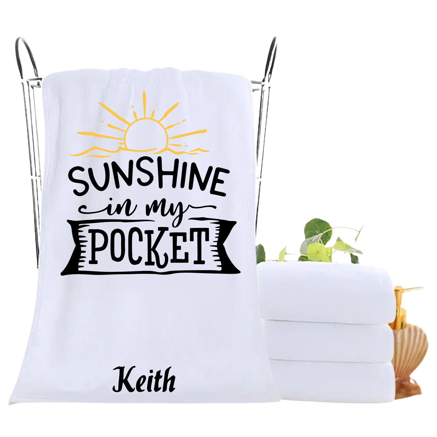 Personalized luxury towels with custom name and uplifting quotes