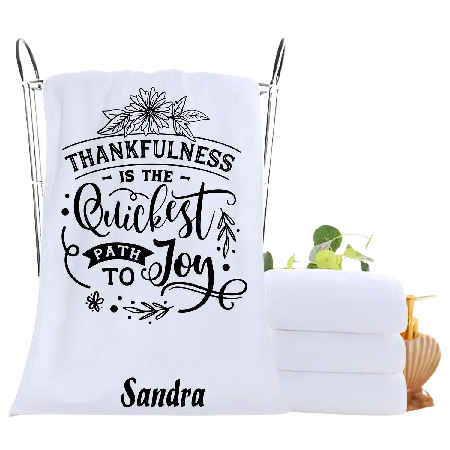 Personalized luxury towels with custom name and uplifting quotes