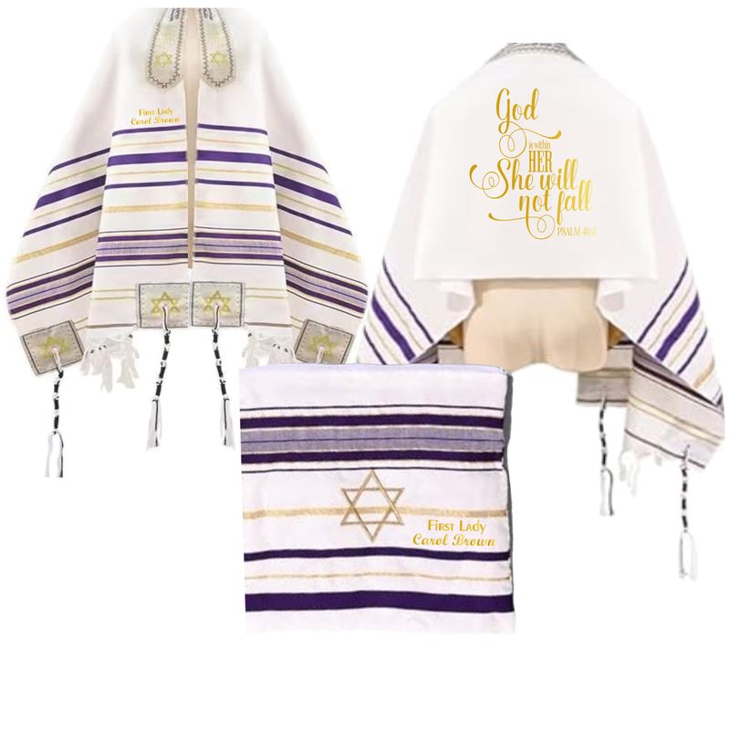 Personalized Prayer Shawl with Name & Scripture | Christian Messianic Tallit | Faith-Inspired Comfort Gift for Men & Women Personalized Christian prayer shawl with custom name, scripture verse, and matching pouch – crafted for worship and comfort
