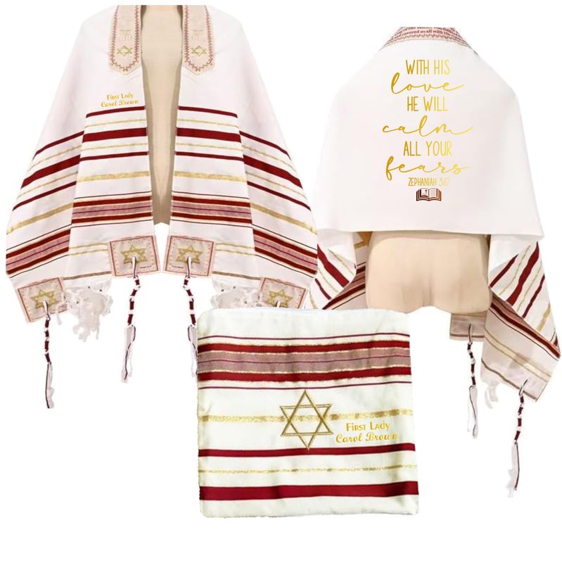 Personalized Prayer Shawl with Name & Scripture | Christian Messianic Tallit | Faith-Inspired Comfort Gift for Men & Women Personalized Christian prayer shawl with custom name, scripture verse, and matching pouch – crafted for worship and comfort