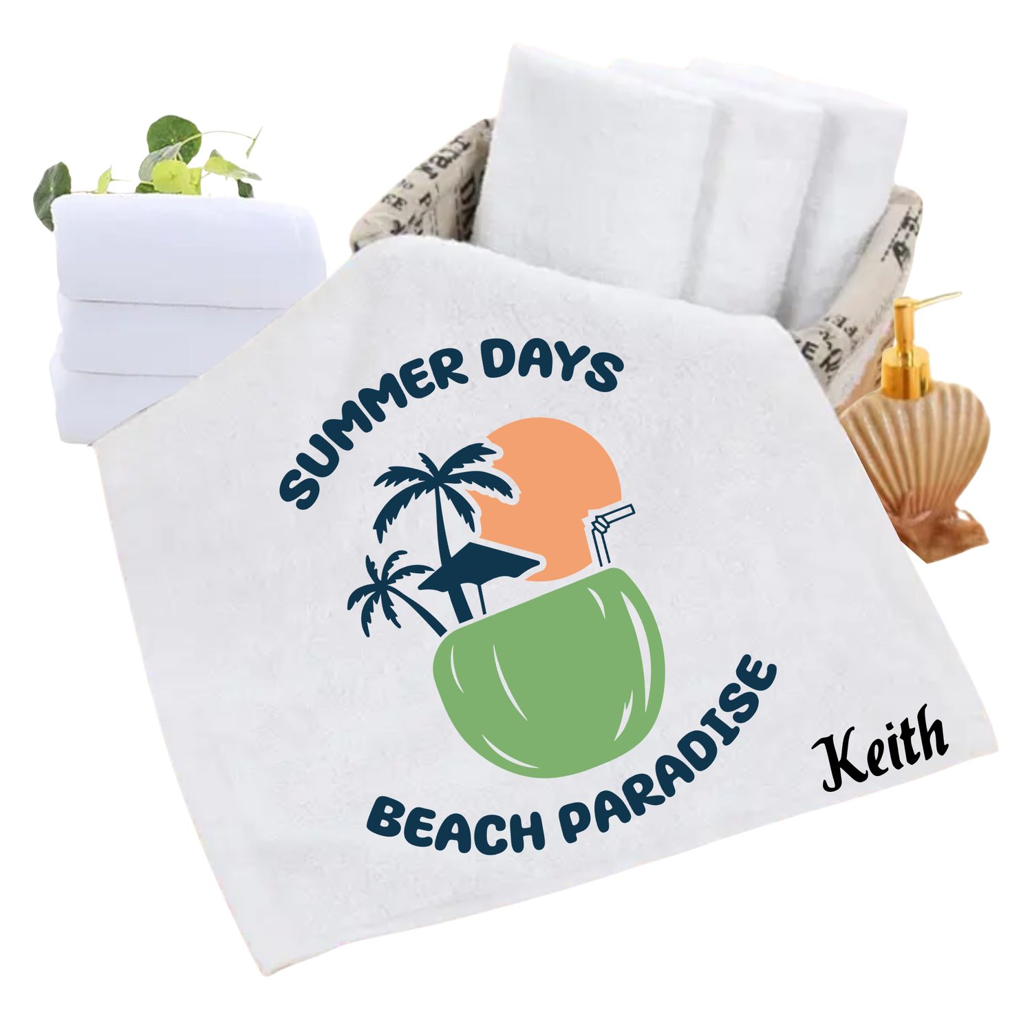 Personalized luxury towels with custom name and uplifting quotes