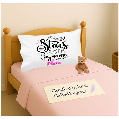 Children’s personalized prayer pillowcase with bedtime scripture and custom name