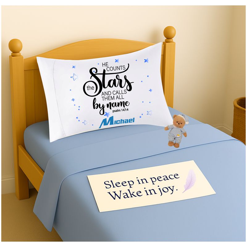 Little Blessings: Personalized Prayer Pillowcase for Children with Name and Scripture | Bedtime Prayer and Comfort Gift for Girls & Boys Children’s personalized prayer pillowcase with bedtime scripture and custom name