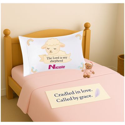 Little Blessings: Personalized Prayer Pillowcase for Children with Name and Scripture | Bedtime Prayer and Comfort Gift for Girls & Boys Soft Christian pillowcase for kids featuring uplifting quotes and gentle design
