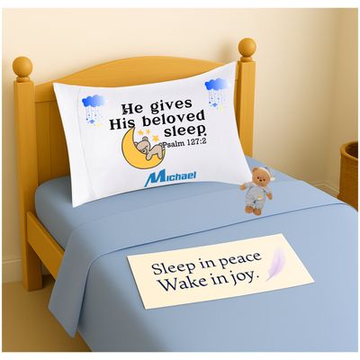 Little Blessings: Personalized Prayer Pillowcase for Children with Name and Scripture | Bedtime Prayer and Comfort Gift for Girls & Boys Custom faith-based pillowcase for children with bedtime prayer and monogram