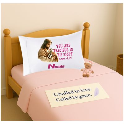 Little Blessings: Personalized Prayer Pillowcase for Children with Name and Scripture | Bedtime Prayer and Comfort Gift for Girls & Boys Soft Christian pillowcase for kids featuring uplifting quotes and gentle design