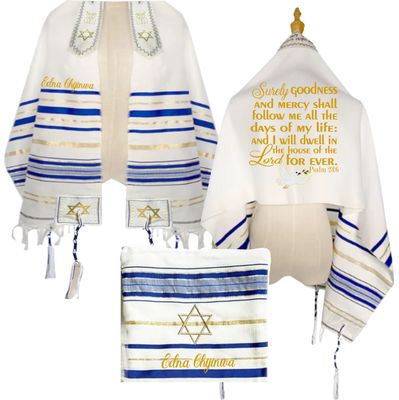 Personalized Prayer Shawl with Name & Scripture | Christian Messianic Tallit | Faith-Inspired Comfort Gift for Men & Women Personalized Christian prayer shawl with custom name, scripture verse, and matching pouch – crafted for worship and comfort