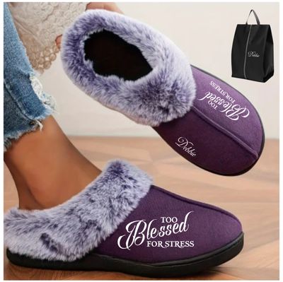 Soft, personalized indoor slippers with custom name. Let every step be a blessing
