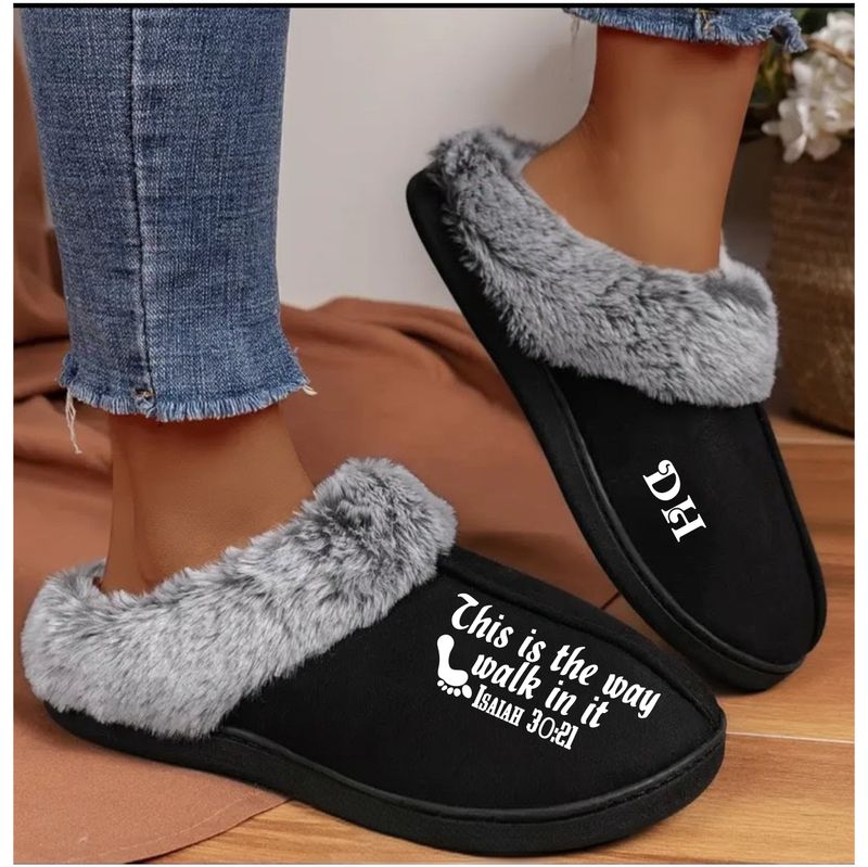 Soft, personalized indoor slippers with custom name. Let every step be a blessing