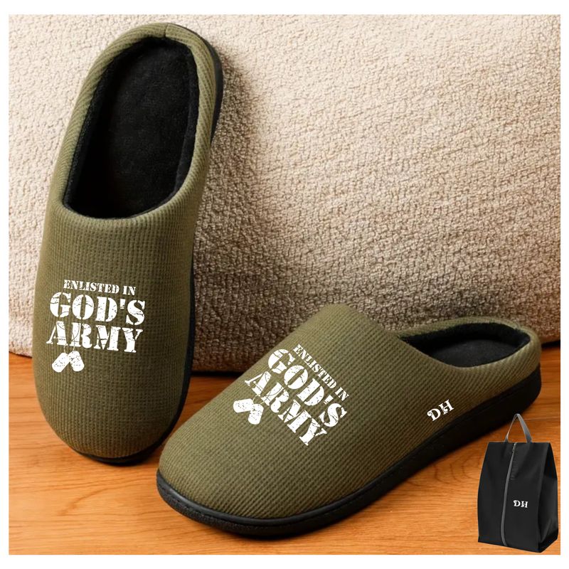 Faith-filled cozy slippers customized with your name and uplifting message